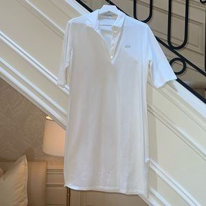 Lacoste White Cotton Pique Knit Polo Dress